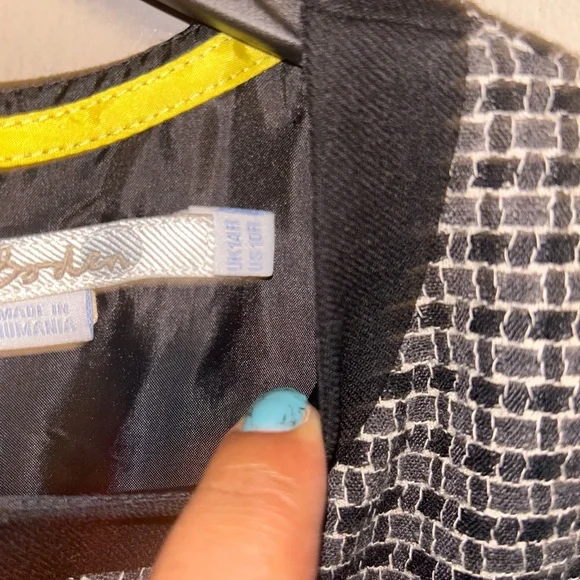 Boden dress - black/gray print wool sleeveless sheath, fully lined - Picture 4 of 9